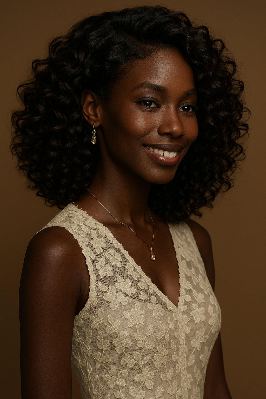 Chinara™ – Noir Précieux – Lob Bouclé Mi-Long – Cheveux Indiens