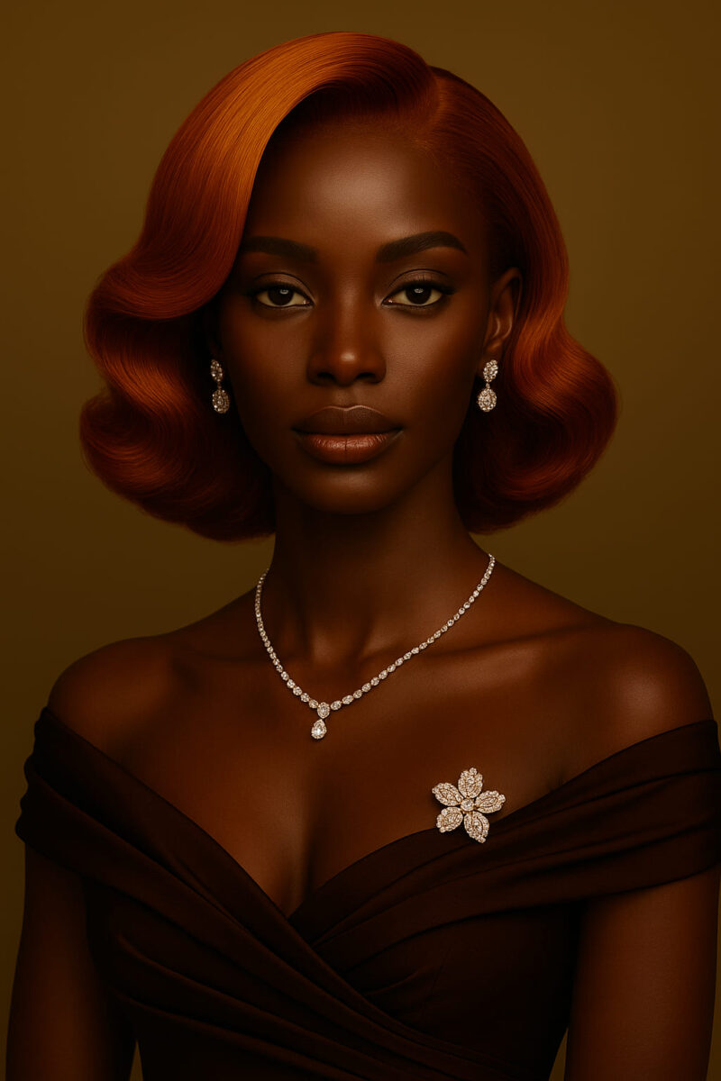 Amira™ – Cuivré Flamboyant – Carré Ondulé Mi-Court – Épaissit les visages très fins – Cheveux naturels indiens