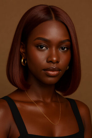 Bravoure – Rouge Kola™ – NAYA ÉLÉGANCE – Carré Lisse Structuré – 13×4 Lace Frontal HD Sans Colle – Cheveux Indiens Bruts Premium