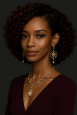 Adesewa™ – Brun Cuivré Glamour Flamboyant, lob bouclé mi-long en cheveux indiens