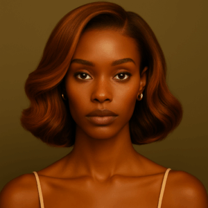 Amira™ – Cuivre Sahel™ – Carré Ondulé Rétro Élégant – 13×4 Lace Frontal HD Sans Colle – Cheveux Indiens Bruts Premium