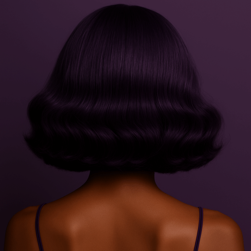 Marzia™ – Violet Souverain™ – Carré Ondulé Élégant – 13×4 Lace Frontal HD Sans Colle – Cheveux Indiens Bruts Premium