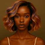 Amira™ – Cuivre Indigo™ – Carré Ondulé Rétro Élégant – 13×4 Lace Frontal HD Sans Colle – Cheveux Indiens Bruts Premium
