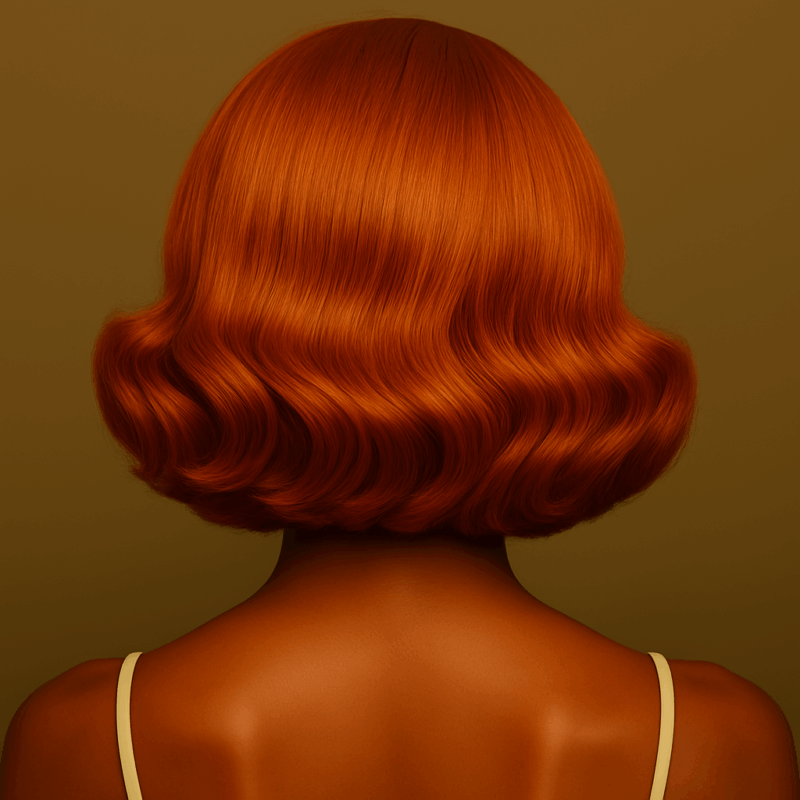 Amira™ – Cuivre Flamboyant™ – Carré Ondulé Rétro Élégant – 13×4 Lace Frontal HD Sans Colle – Cheveux Indiens Bruts Premium