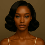 Amira™ – Noir Absolu™ – Carré Ondulé Rétro Élégant – 13×4 Lace Frontal HD Sans Colle – Cheveux Indiens Bruts Premium