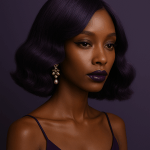 Marzia™ – Violet Souverain™ – Carré Ondulé Élégant – 13×4 Lace Frontal HD Sans Colle – Cheveux Indiens Bruts Premium