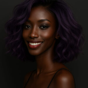 Lerato™ – Indigo Élégant – Lob Ondulé Mi-Long – Cheveux Indiens