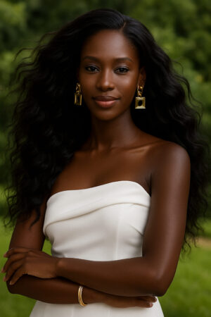 Aminata™ – Noir Ébène Royal – Longue Ondulée XXL – Sublime les visages ronds – Cheveux naturels indiens