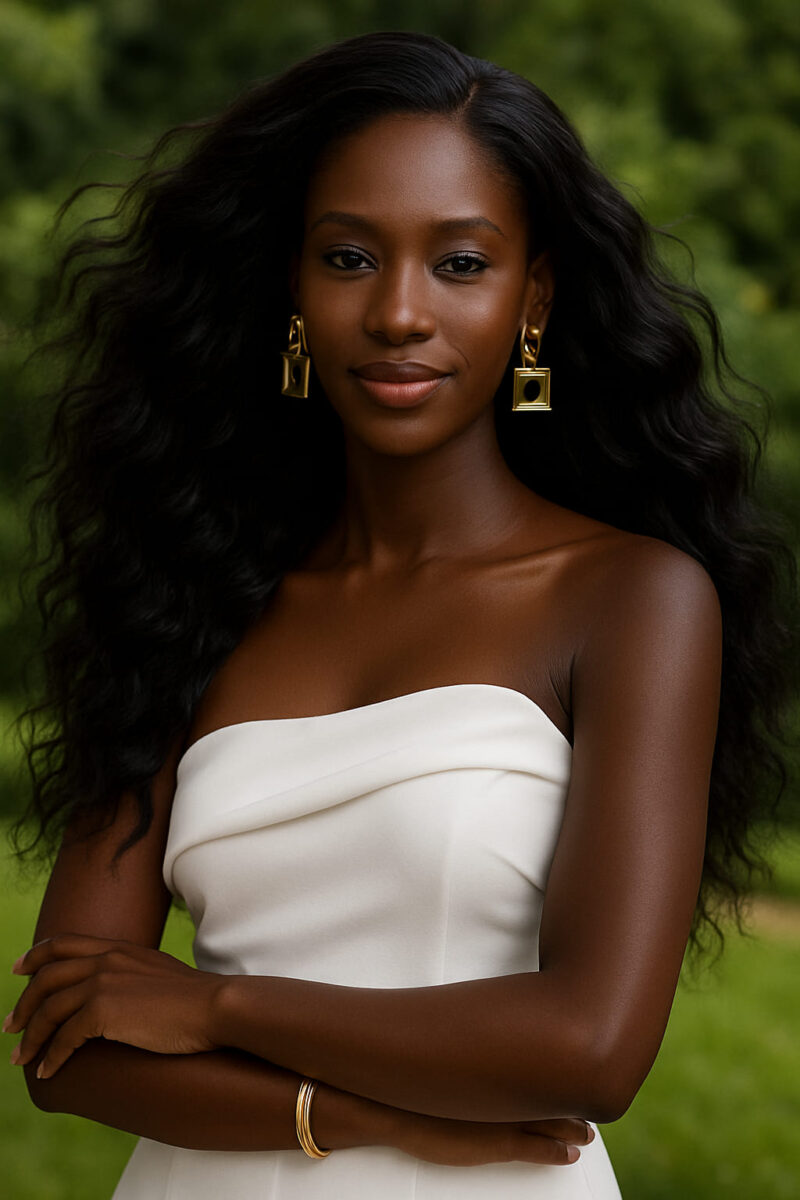 Aminata™ – Noir Ébène Royal – Longue Ondulée XXL – Sublime les visages ronds – Cheveux naturels indiens