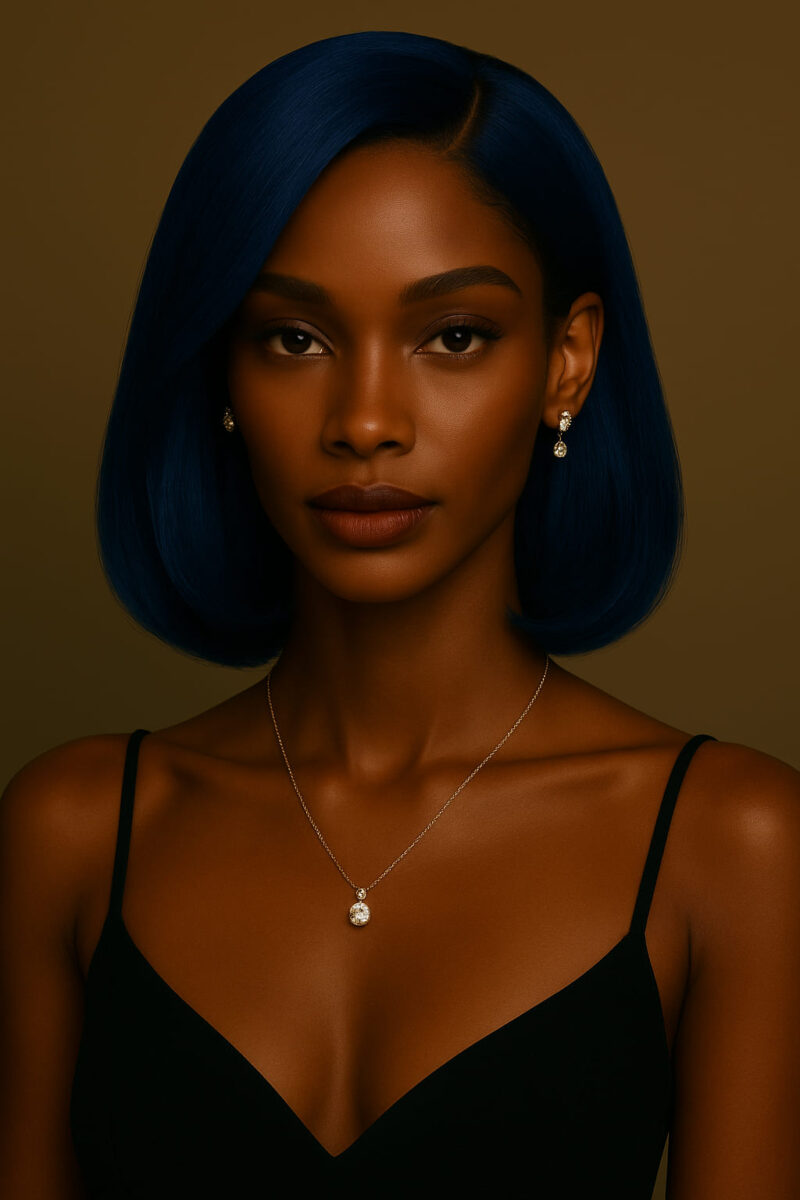 Cléa™ – Éclat Saphir™ – Carré Lisse Élégant – 13×4 Lace Frontal HD Sans Colle – Cheveux Indiens Bruts Premium