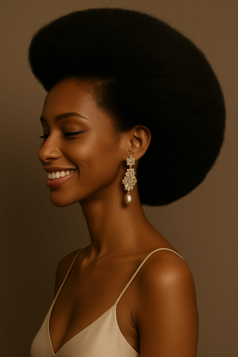 Imany™ – Noir Absolu™ – Afro Sculptural Haute Couture – 13×4 Lace Frontal HD Sans Colle – Cheveux Indiens Bruts Premium