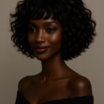 Ama™ – Carré Bouclé Élégant avec Frange Douce – Cheveux Indiens 100 % Remy Hair – Lace Frontal HD Sans Colle