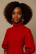 Adesewa™ – Brun Cuivré Glamour Flamboyant, lob bouclé mi-long en cheveux indiens