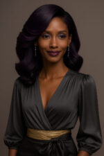 Zahra™ – Violet Impérial – Lob Volumineux Glamour – Cheveux Indiens Bruts Premium