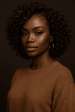 Nayla™ – Noir Absolu Élégant – Carré Bouclé Mi-Court – Épaissit les visages très fins – Cheveux naturels indiens