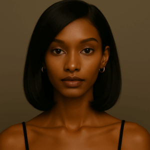 Cléa™ – Noir Absolu™ – Carré Lisse Élégant – 13×4 Lace Frontal HD Sans Colle – Cheveux Indiens Bruts Premium