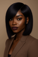 Précision Chic™ – Noir Profond™ – Carré Lisse Structuré – 13×4 Lace Frontal HD Sans Colle – Cheveux Indiens Bruts Premium