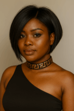 carré plongeant lisse, avec raie latérale cheveux indiens 100% human hair qualité Remy
