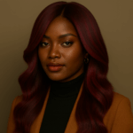 Dominante, NAYA ÉLÉGANCE – 13×4 Lace Frontal HD sans colle – Coupe Structurée Élégante Avec Frange Balayée Et Contours Sculptés - Bordeau