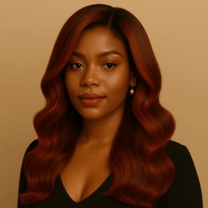 Dominante, NAYA ÉLÉGANCE – 13×4 Lace Frontal HD sans colle – Coupe Structurée Élégante Avec Vagues Sculptées – Acajou Profond™