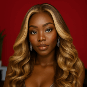 Neriah Miel Rayonnant™ – NAYA ÉLÉGANCE – Perruque Longue Ondulée – 13×4 Lace Frontal HD Sans Colle – Cheveux Indiens Bruts Premium