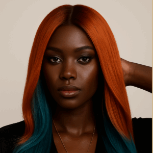 Ayan™ – Feu & Océan™ – Longue Raie Médiane Sculptée – 13×4 Lace Frontal HD Sans Colle – Cheveux Indiens Bruts Premium