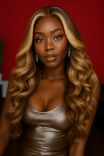 Neriah Miel Rayonnant™ – NAYA ÉLÉGANCE – Perruque Longue Ondulée – 13×4 Lace Frontal HD Sans Colle – Cheveux Indiens Bruts Premium