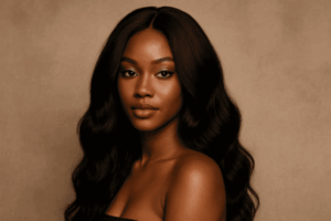Neriah™ – Noir Absolu Élégant – Longue Ondulation Soyeuse – Affine et allonge les visages ronds – Meilleurs cheveux naturels indiens