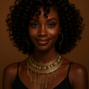 Adjoa™ – Boucles Royales Mi-Courtes – Cheveux Indiens 100% Remy Hair – Perruque Glueless HD