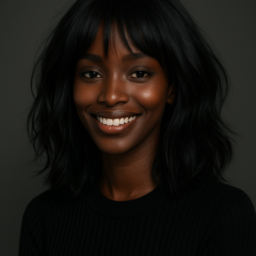 Esinam™ – Noir Moderne™ – Carré Ondulé Élégant avec Frange – 13×4 HD Lace – Cheveux Indiens Remy