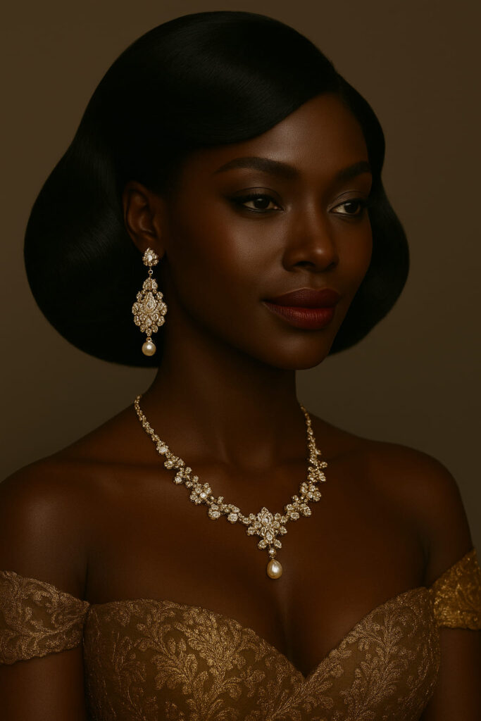 Élégia™ – Noir Intemporel™ – Coiffure Rétro Sculptée – Cheveux Indiens Bruts Premium