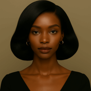 Amira™ – Noir Impérial™ – Carré Sculpté Élégant – 13×4 Lace Frontal HD Sans Colle – Cheveux Indiens Bruts Premium