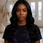 Neriah™ – Bleu Glacé Élégant – Longue Ondulation Soyeuse – Affine et allonge les visages ronds – Cheveux naturels indiens