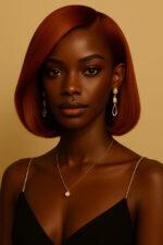 Cléa™ – Cuivre Ashanti™ – Carré Lisse Élégant – 13×4 Lace Frontal HD Sans Colle – Cheveux Indiens Bruts Premium