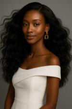 Aminata™ – Noir Ébène Royal – Longue Ondulée XXL – Full Lace HD, Sublime les visages ronds – Cheveux naturels indiens