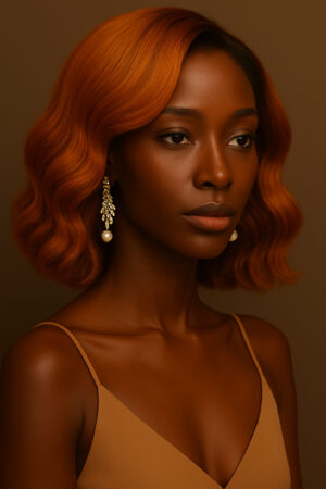 Marzia™ – Ambre Flamboyant™ – Carré Ondulé Élégant – 13×4 Lace Frontal HD Sans Colle – Cheveux Indiens Bruts Premium