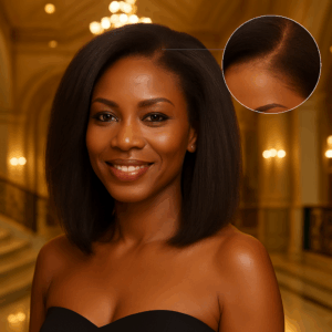 Alignée – Noir Profond™ – Carré Lisse Yaki Naturel – 13×4 Lace Frontal HD Sans Colle – Cheveux Indiens Bruts Premium