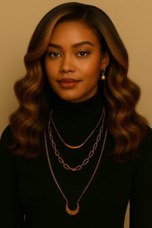 Dominante – Caramel Solaire™ – 13×4 Lace Frontal HD sans colle – Coupe Structurée Élégante Avec Vagues Sculptées