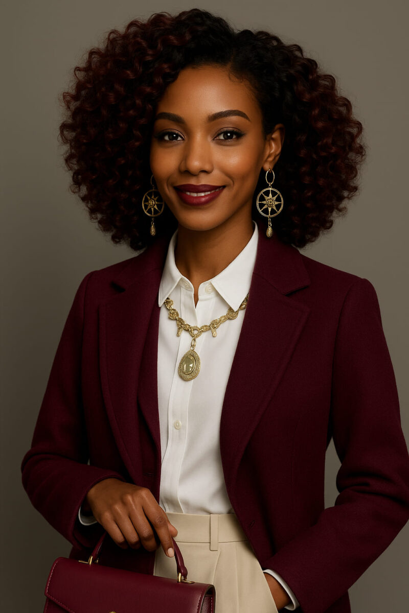Adesewa™ – Brun Cuivré Glamour Flamboyant, lob bouclé mi-long en cheveux indiens