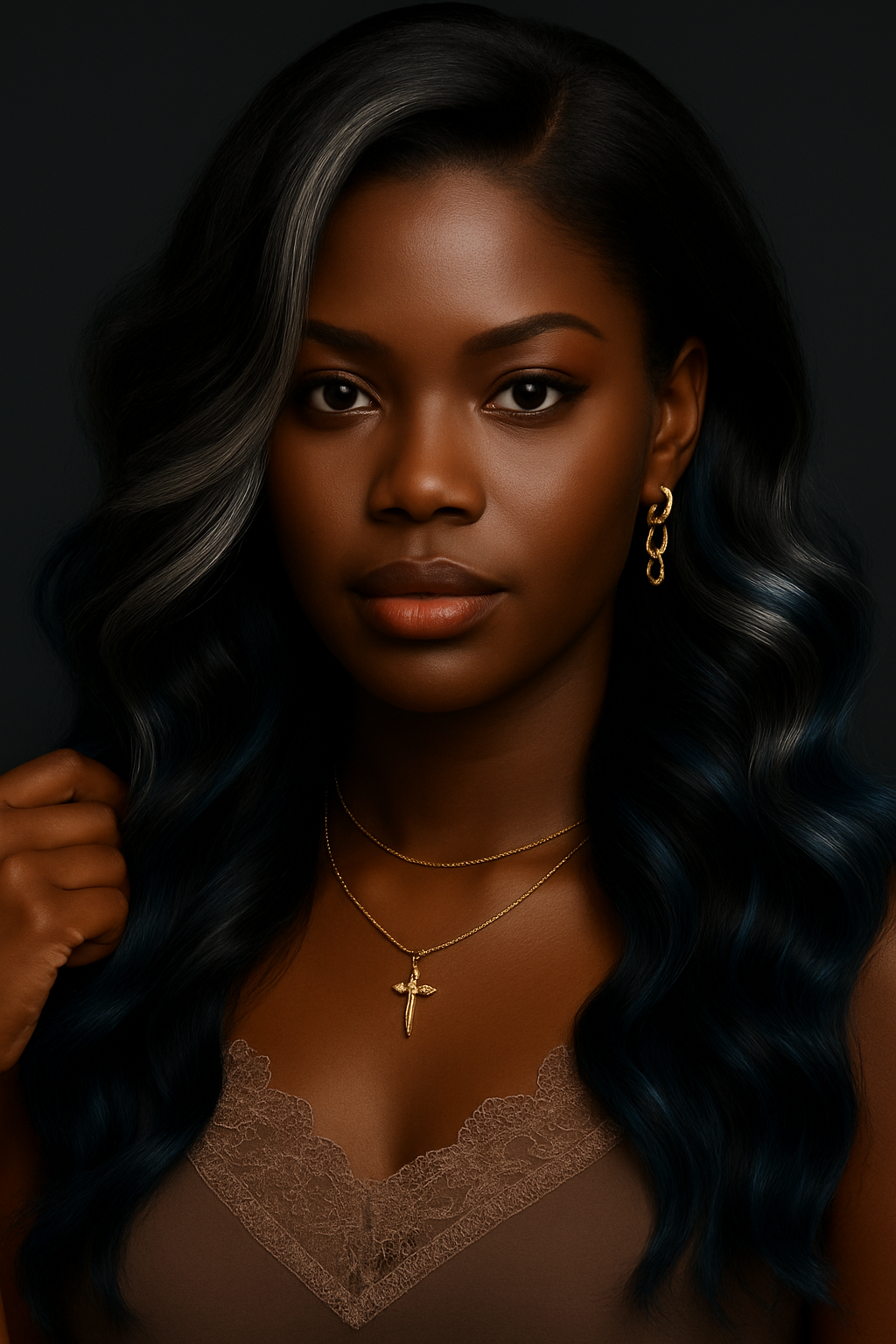 Séléné – Argent Nocturne™ – Longue Ondulation Glamour – 13×4 Lace Frontal HD Sans Colle – Cheveux Indiens Bruts Premium