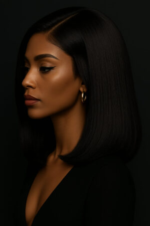Bravoure – Noir Baobab™ – NAYA ÉLÉGANCE – Carré Lisse Intense – 13×6 Lace Frontal HD Sans Colle – Cheveux Indiens Bruts Premium