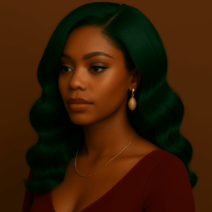 Eloquence Vert Émeraude™ : perruque mi-longue ondulée en cheveux indiens bruts premium, lace frontal HD sans colle