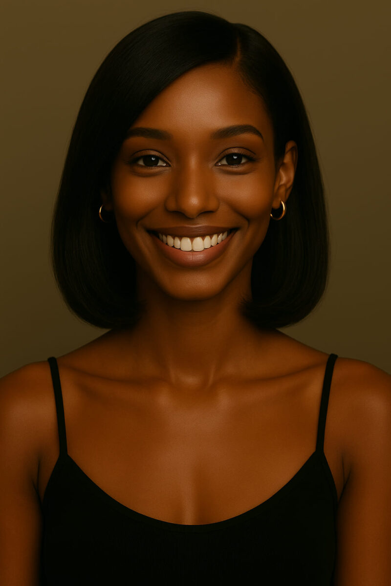 Cléa™ – Noir Absolu™ – Carré Lisse Élégant – 13×4 Lace Frontal HD Sans Colle – Cheveux Indiens Bruts Premium