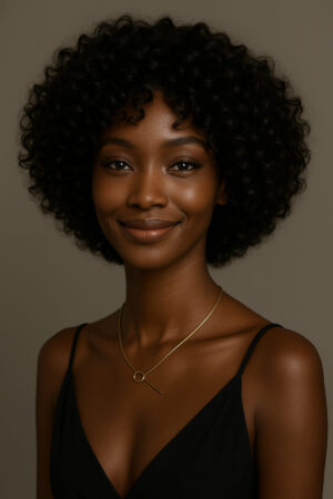 Naturelle™ – Noir Profond™ – Afro Arrondi Élégant – 13×4 Lace Frontal HD Sans Colle – Cheveux Indiens Bruts Premium