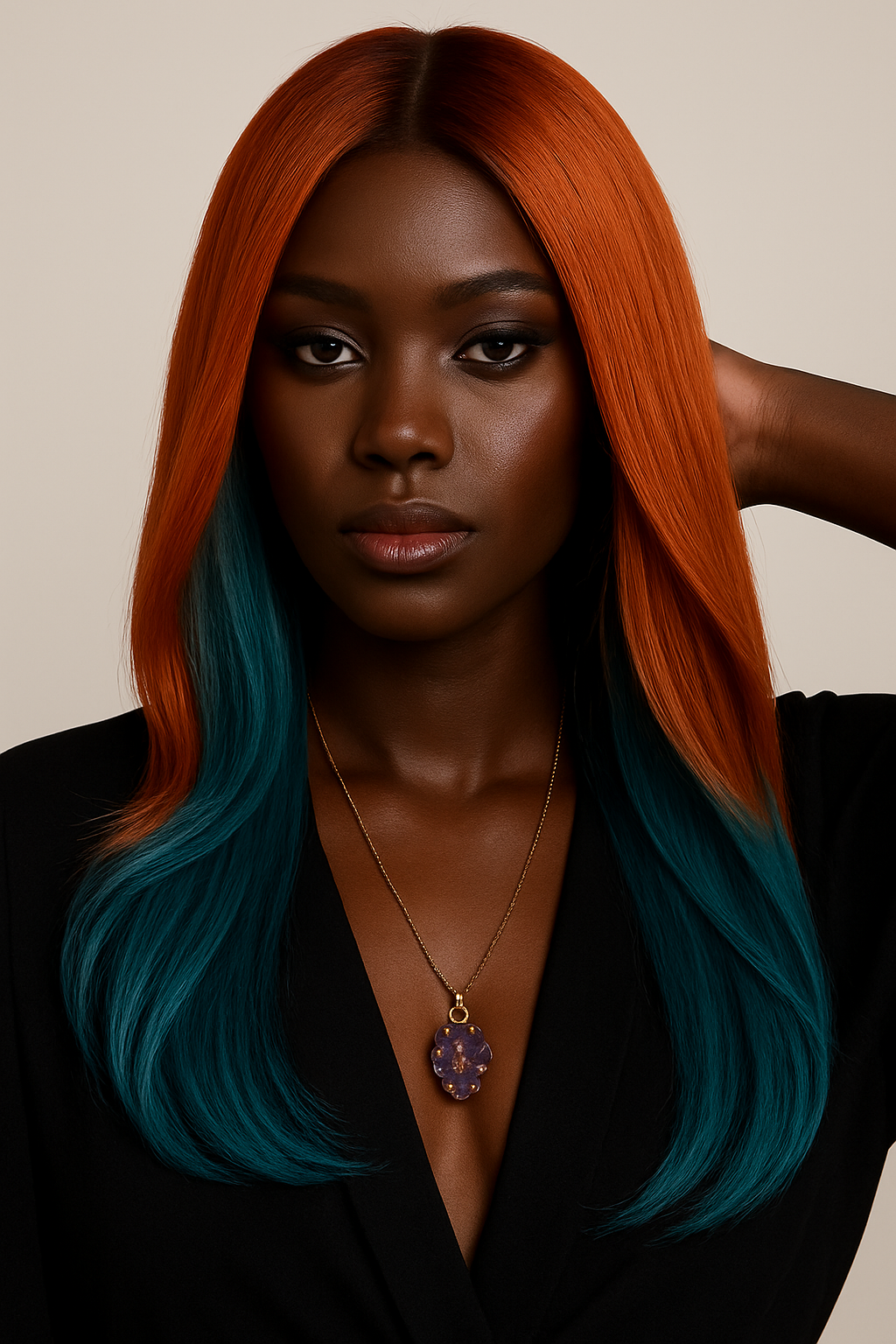 Ayan™ – Feu & Océan™ – Longue Raie Médiane Sculptée – 13×4 Lace Frontal HD Sans Colle – Cheveux Indiens Bruts Premium