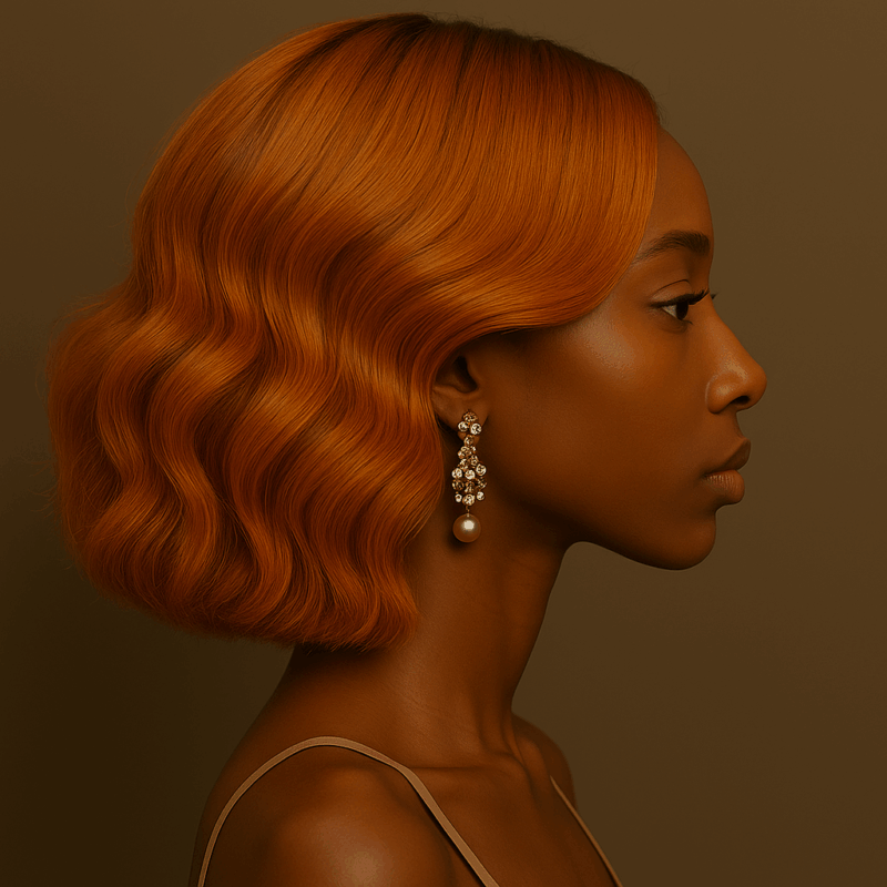 Marzia™ – Ambre Flamboyant™ – Carré Ondulé Élégant – 13×4 Lace Frontal HD Sans Colle – Cheveux Indiens Bruts Premium