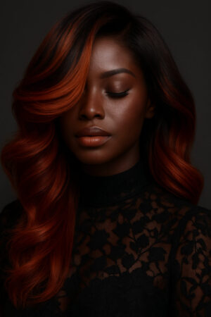 Nala™ – Cuivre Intense – Longue Vague Sculptée – Cheveux Indiens Bruts Premium
