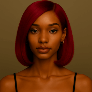 Cléa™ – Pourpre Yoruba™ – Carré Lisse Élégant – 13×4 Lace Frontal HD Sans Colle – Cheveux Indiens Bruts Premium