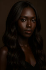 Makeda™ — Brun Moka Cendré Nuancé — Waves longues 22″ — Rééquilibre les triangulaires inversés — Cheveux humains indiens bruts premium