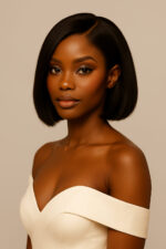 Selam™ – Noir Absolu Élégant – Carré Lisse Mi-Court – Sublime les visages ovales – Cheveux naturels indiens